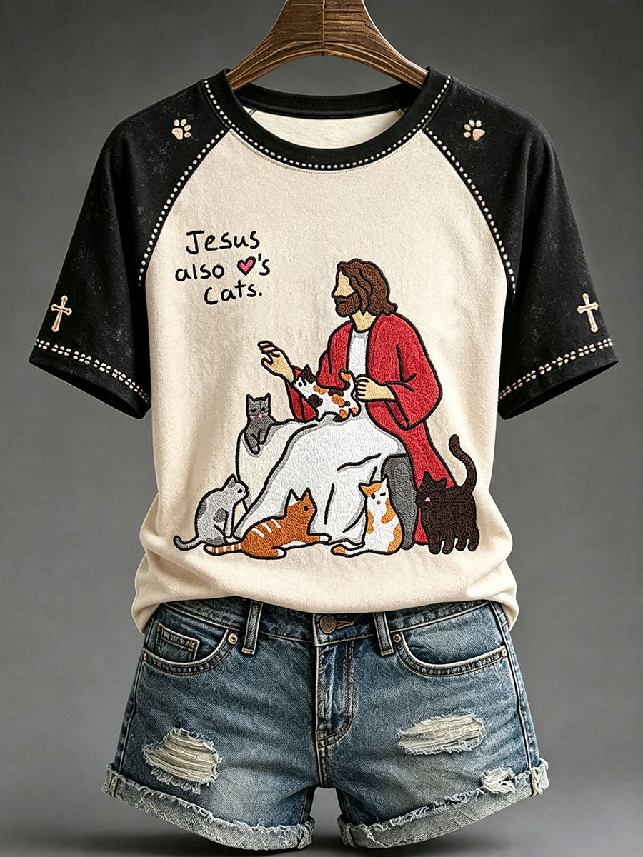 Jesus Also Loves Cats T-Shirt Christian Cat Mom Tee Gift Ideas
