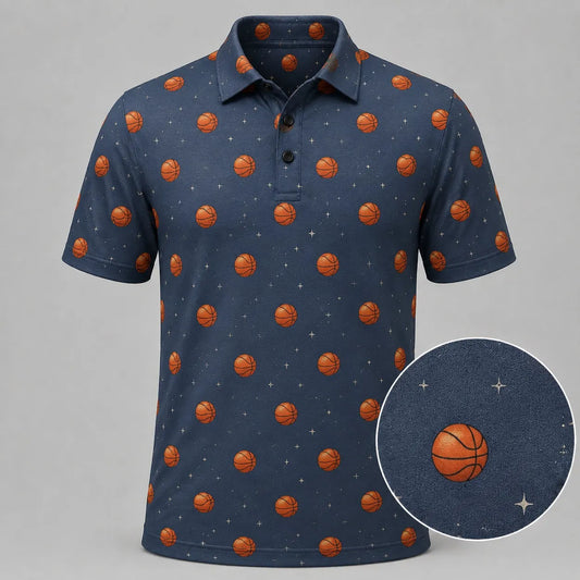 Basketball Sport Starry Pattern Polo Shirt Athletic Casual Apparel Gift Ideas