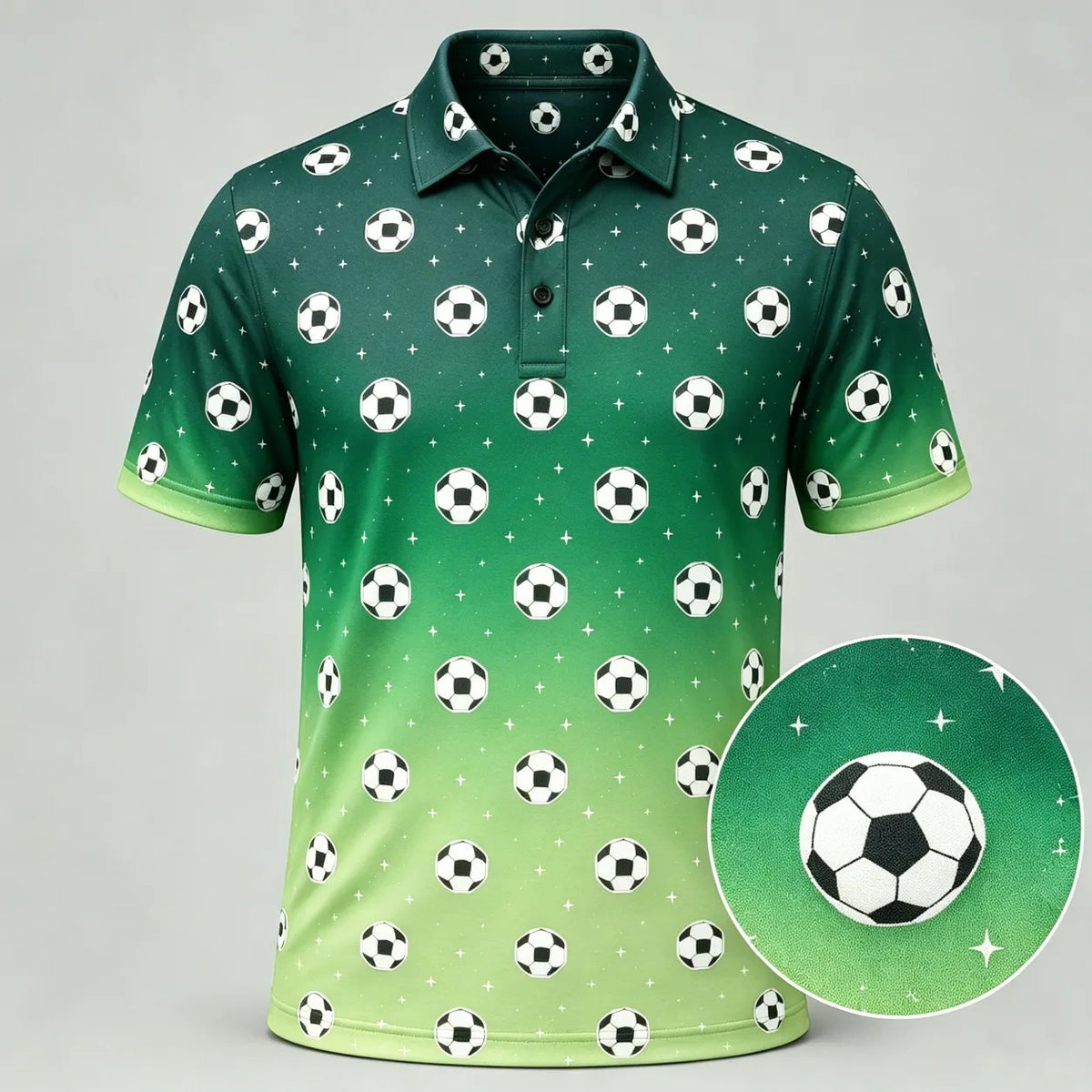 Soccer Ball Pattern All Over Polo Shirt Men_s Casual Apparel Soccer Fan Gift