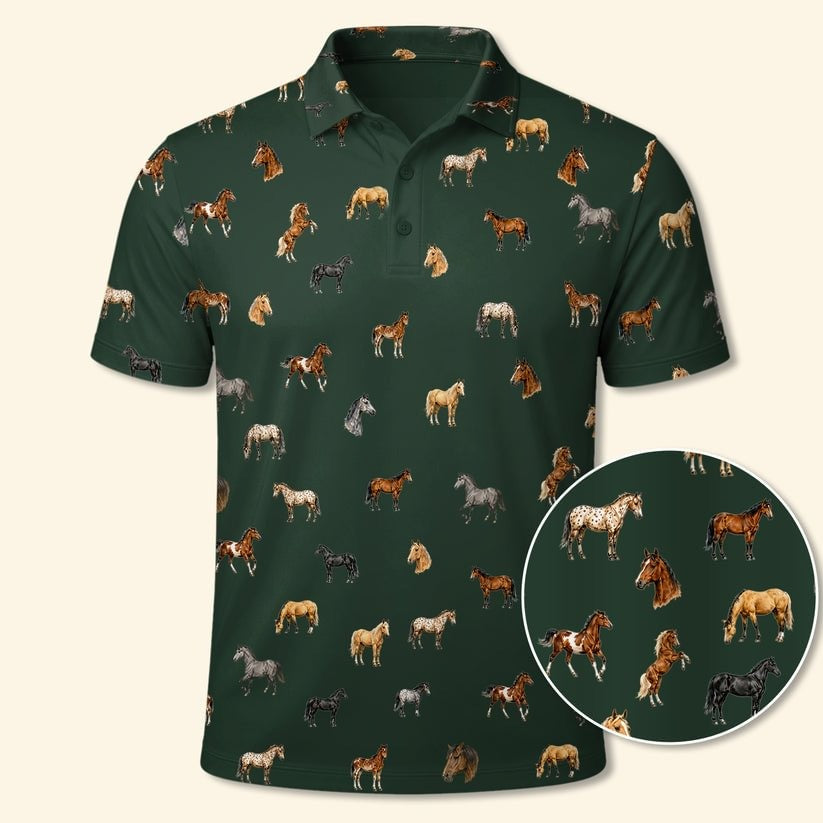 Horse Micro Pattern Polo Shirt Horse Lovers Clothing Gift For  Brother