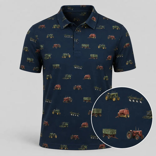 Farm Machinery Polo Shirt Men_s Casual Merch Gift For Husband