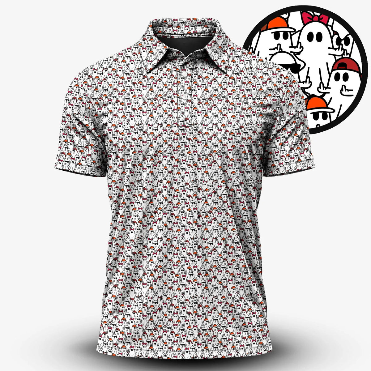 The Ghost Halloween Polo Shirt Spooky Middle Finger Clothes Gift For Halloween