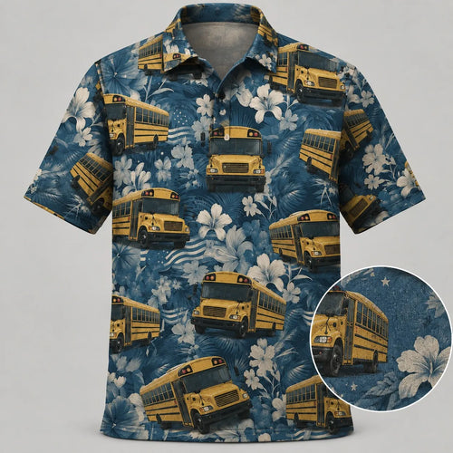 School Bus Funny Polo Shirt Men_s Casual Merchandise Gift For Brothers
