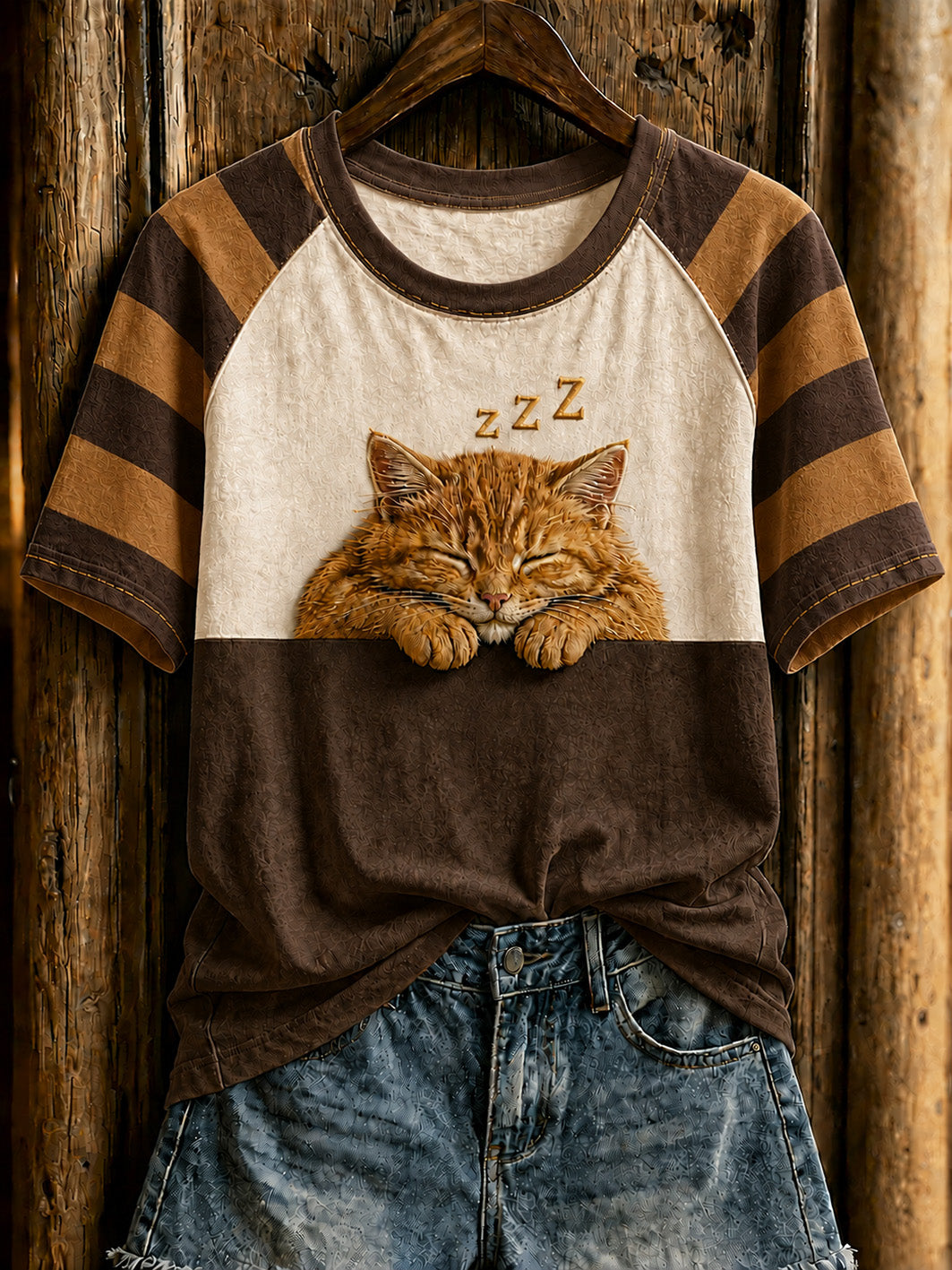 Sleeping Siamese Cat T-Shirt Moon Cat Colorblock Apparel Gift Ideas