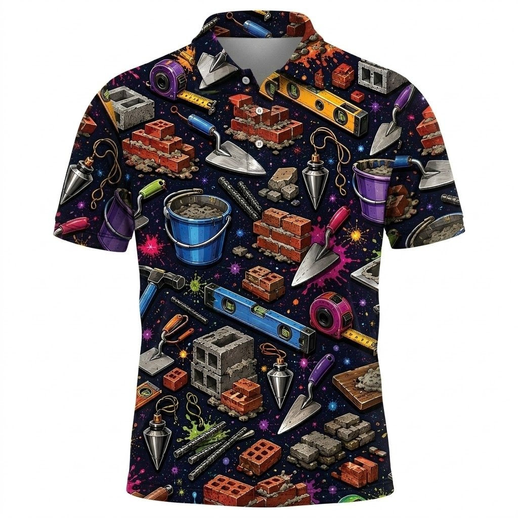 Retro Bricklayer Polo Shirt Men_s Casual Apparel Gift For Brick Mason