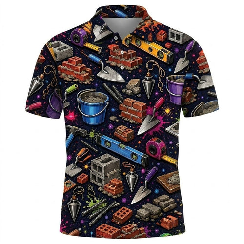 Retro Bricklayer Polo Shirt Men_s Casual Apparel Gift For Brick Mason