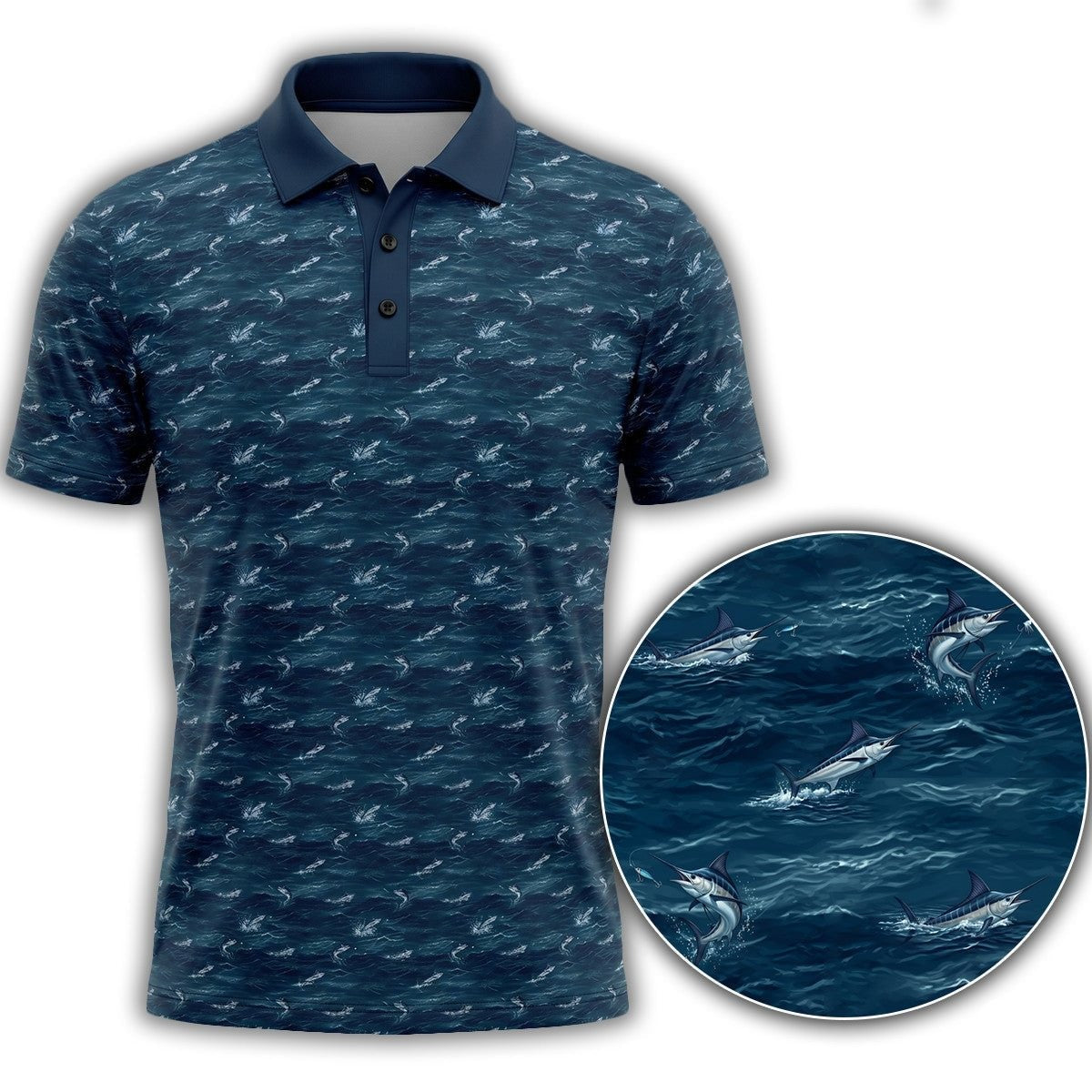Saltwater Fishing Pattern Polo Shirt Men_s Casual Apparel Gift For Brothers