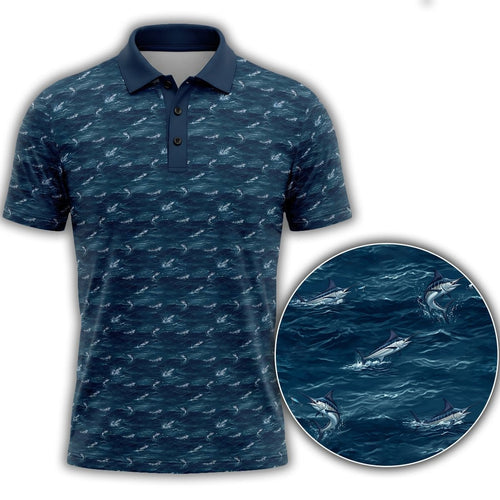 Saltwater Fishing Pattern Polo Shirt Men_s Casual Apparel Gift For Brothers
