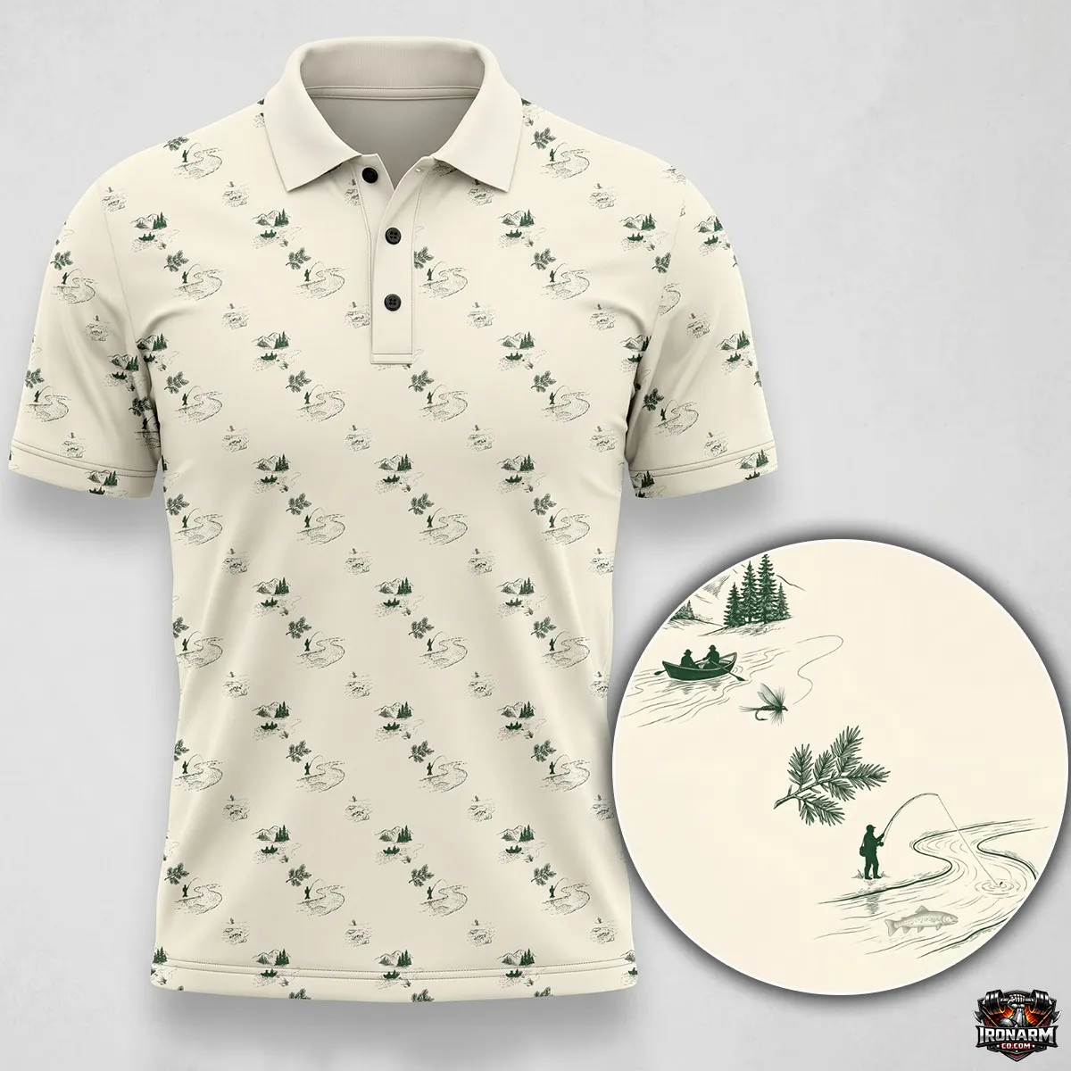 Nature and River Pattern Polo Shirt Fly Fishing Apparel Gift For Brother