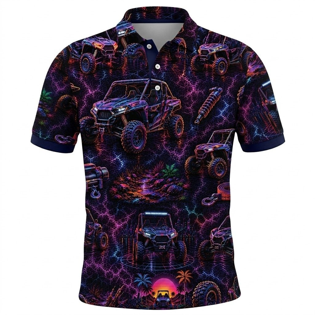 Midnight UTV Neon Polo Shirt Men_s Casual Clothing Gift For Men_